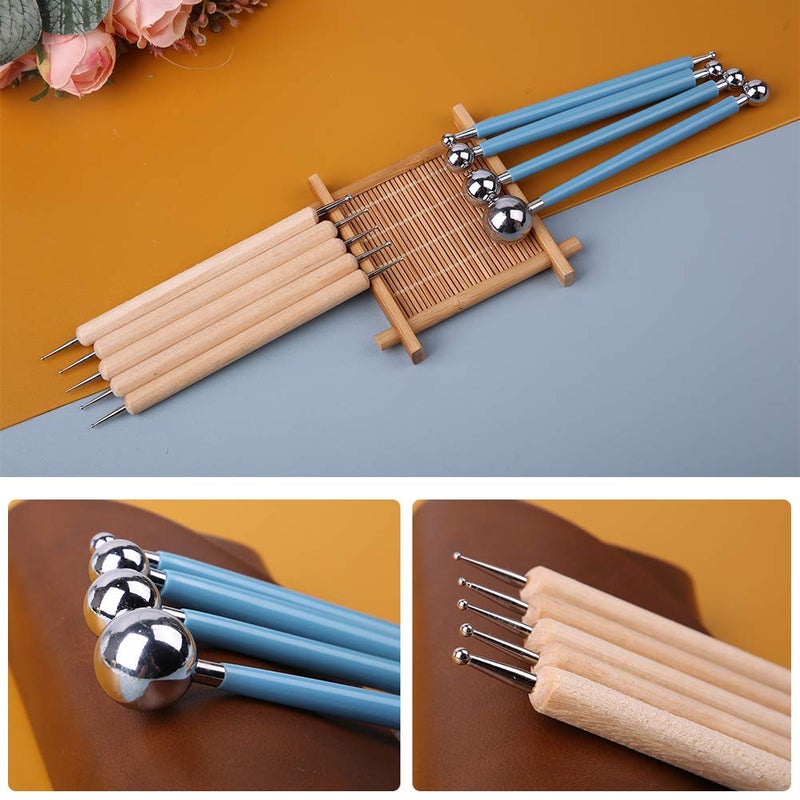 LOKUNN 9 PCS Dotting Tools Ball Styluses with Box, Pen Dotting Tools Set for Rock Painting, Pottery Clay Modeling Embossing Nail Art - Image 4